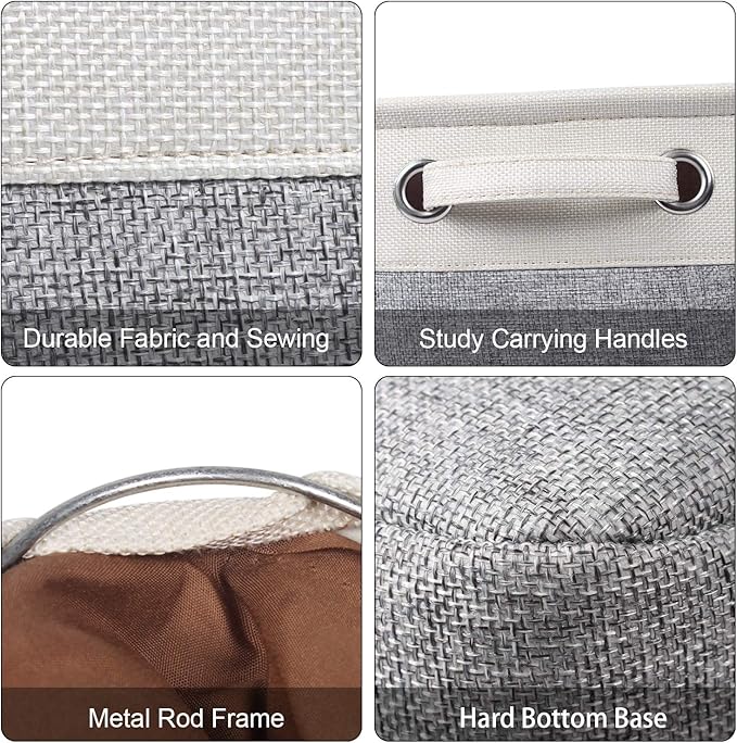 Kntiwiwo Foldable Storage Bin Collapsible Basket 12" x 10" x 9.5" Cube Storage Organizer Bins with Dual Carry Handles for Home Closet Shelves Drawers Organizer, Set of 3, Grey