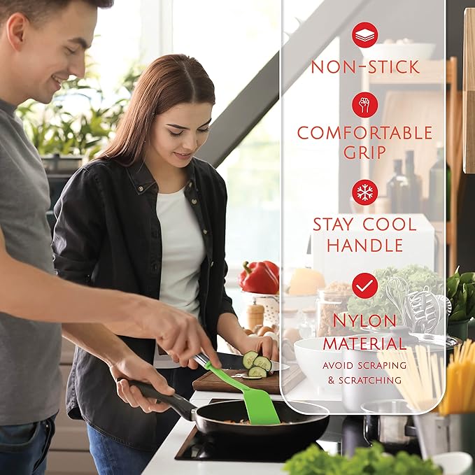 Kitchen Utensils Set, Cooking Utensil Set Kitchen Gadgets, Pots and Pans set Nonstick and Heat Resistant, 24 Pcs Nylon and Stainless Steel, Spatula Set, Apartment Essentials Kitchen Cookware Sets