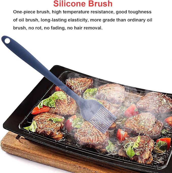 Silicone Spatulas Set, Rubber Spoon Spatula Heat Resistant Spoonula One Piece Design Seamless Spatula Non-Stick Scrapers Baking Mixing Tool (Dark Blue)