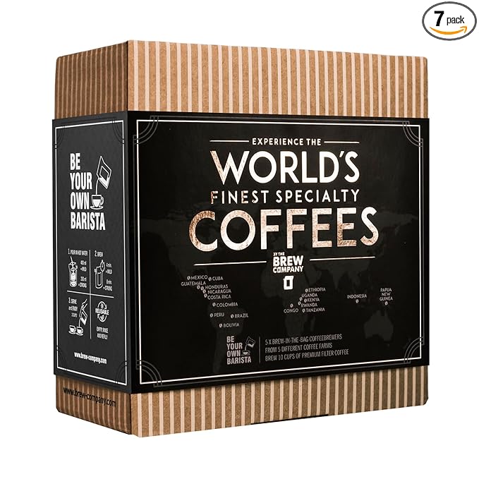 Original Gourmet Coffee Gift Set for Men & Women - 7 World's Finest Single Origin Specialty & Organic Coffees in Innovative Brewers | Sampler Box for Coffee Lover to Brew & Enjoy Anytime, Anywhere