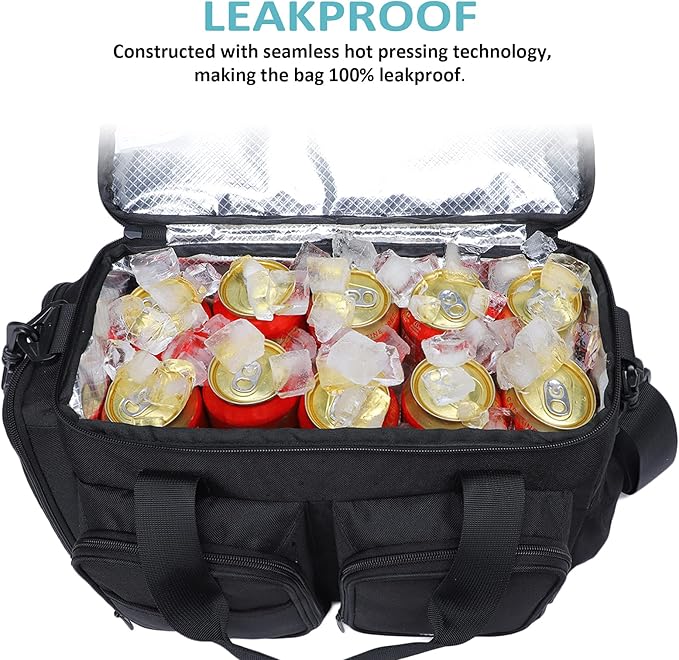 MIER Lunch Box for Men Heavy Duty Insulated Lunch Bag 20 Cans Large Leakproof Soft Cooler Bags with Multiple Pockets for Picnic Work Travel (Black)