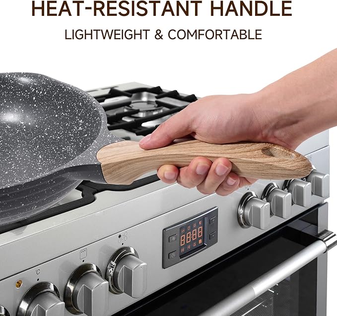 JEETEE 8 Inch Nonstick Frying Pan, Stone Coating Cookware, Nonstick Omelette Pan with Heat-Resistant Handle, Compatible with All Stoves (Grey)