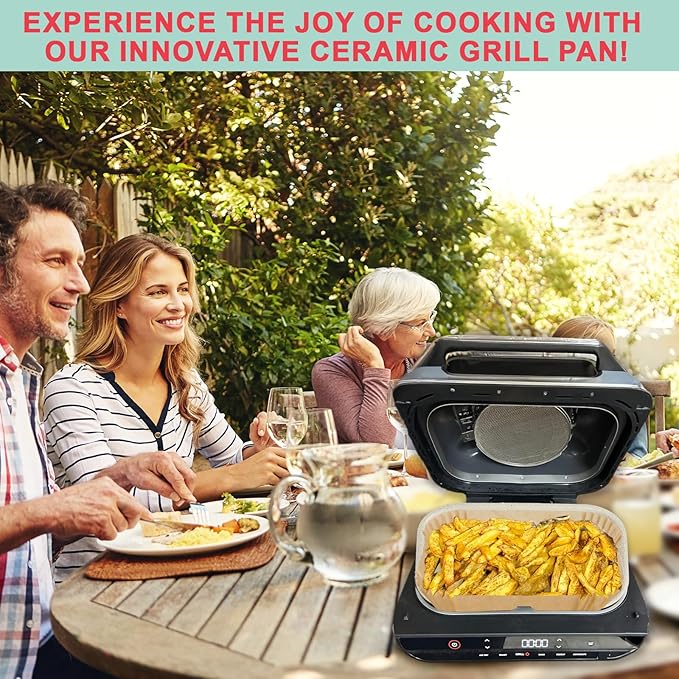 Griddle Pan and Air Fryer Liners for Ninja Foodi FG551/DG551 Smart XL 6-in-1 Grill Accessories, Non-Stick Upgraded Ceramic Cooking Pot for Ninja Foodi DG551 Replacement Parts, 100 PCS Parchment Paper