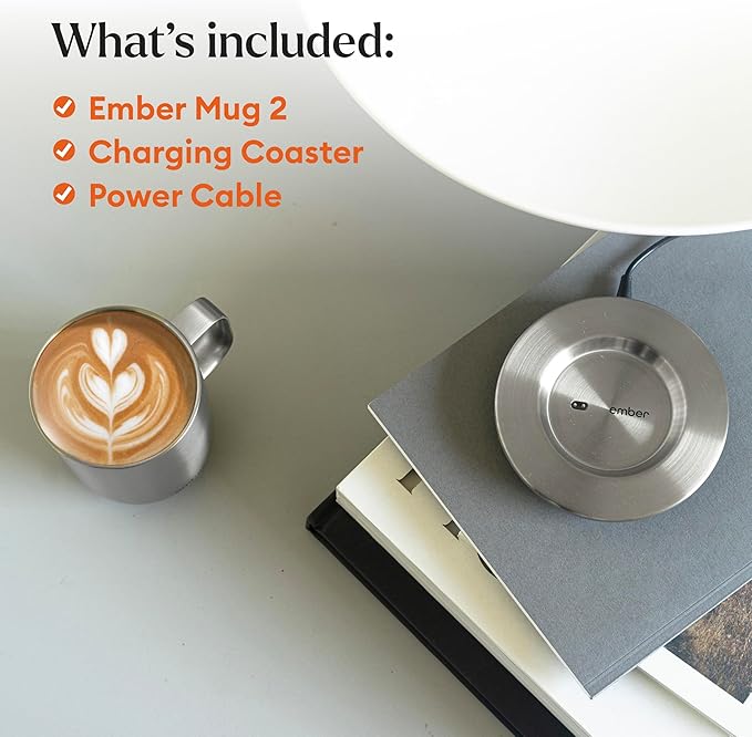 Ember Temperature Control Smart Mug 2, 10 Oz, App-Controlled Heated Coffee Mug with 80 Min Battery Life and Improved Design, Stainless Steel