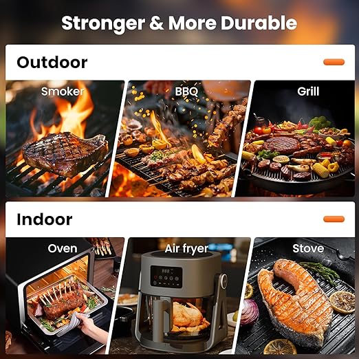 Wireless Meat Thermometer Digital-5.3 Bluetooth for Stable 800ft APP Control (iOS&Android), 10mins Charge for 24H Use Meat Probe, Accuracy ±0.5°F, Instant Read Meat Thermometer for BBQ, Grill, Oven