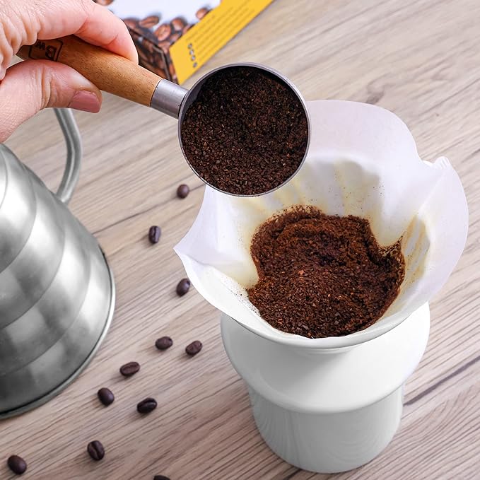 Pour Over Coffee Dripper - Ceramic Slow Brewing Accessories for Home, Cafe, Restaurants - Easy Manual Brew Maker Gift - Strong Flavor Brewer - V01 Paper Cone Filters - Black, 1 Cup