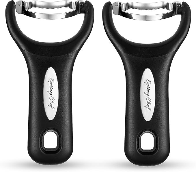 Spring Chef Stainless Steel Corn Peeler – Corn on the Cob Stripper Tool – Durable & Efficient Kernel Remover Tool – Easy to Use Kernel Cutter - Dishwasher Safe Kitchen Gadget - Set of 2 - Black