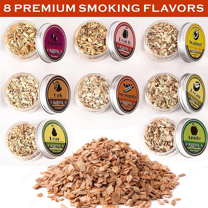 Smoking Wood Chips for Cocktail Smoker Whiskey Smoker 8 Flavors Natural Wood Chips Husband Father's Gift Smoke Gun Cocktails Drinks Food (8 Pack)