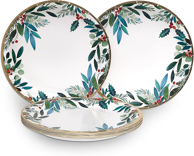 Papyrus Disposable Tabletop Plates Set - Elegant and Sturdy Plates for Any Occasion, Holiday Foliage, Plates