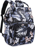 AmHoo Insulated Lunch Box Cooler Backpack Waterproof Leak-Proof Lunch Bag Tote for Men Women Hiking Beach Picnic Trip with Strongest YKK Zipper Black Flower Pattern