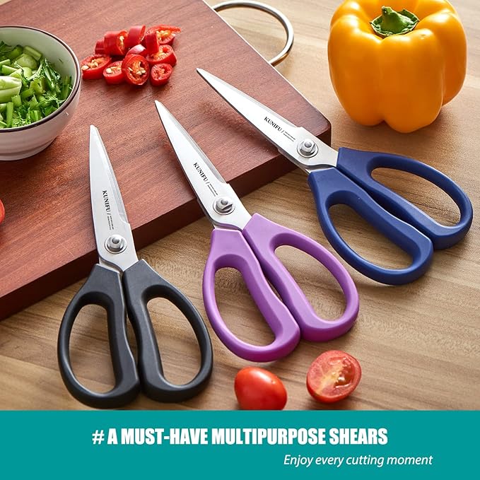KUNIFU Kitchen Scissors, All Purpose Kitchen Shears, Heavy Duty Come Apart Scissors Gadgets Utensils - Blue