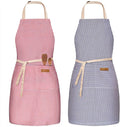 2 Pack Adjustable Bib Apron with 2 Pockets Chef Cooking Kitchen Restaurant Aprons for Women Men
