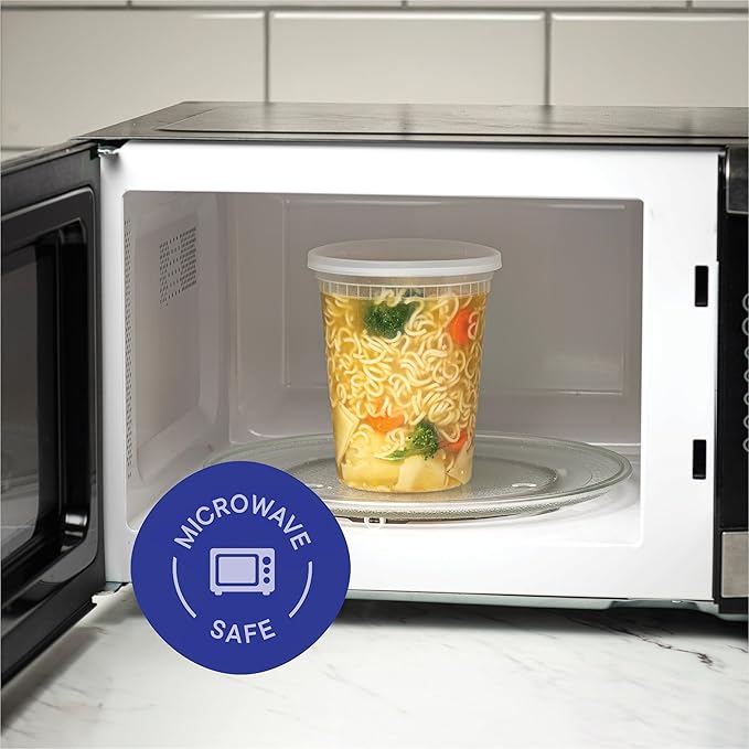 Stack Man [240 Sets - 32 oz.] Clear Plastic Deli Food Storage Containers with Airtight Lids - Soup Containers - Bulk Pack - 240/Case Brand