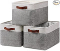HNZIGE Fabric Storage Baskets for Shelves(3 Pack) Large Collapsible Storage Baskets for Organizing, Decorative Baskets Bins Set with Handles for Closet, Clothes, Toy(White&Gray,15" x 11" x 9.5")