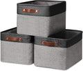 HNZIGE Storage Basket Bins(3 Pack) Large Collapsible Storage Baskets for Organizing Shelf Closet Bedroom, Perfect Storage Bin with Handles for Closet, Clothes, Toy?Black & Gray, 15" x 11" x 9.5")