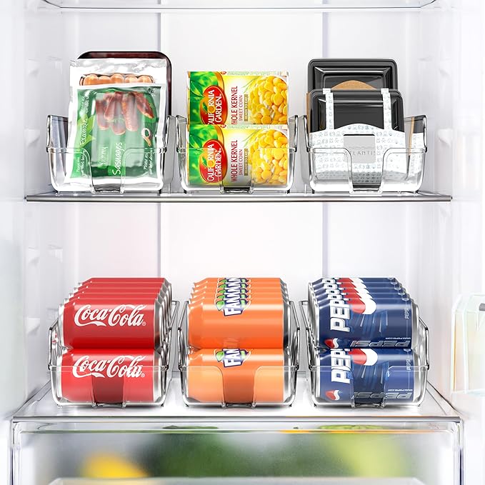 Simple Houseware Soda Can Organizer and Dispenser for Refrigerator / Pantry, Clear