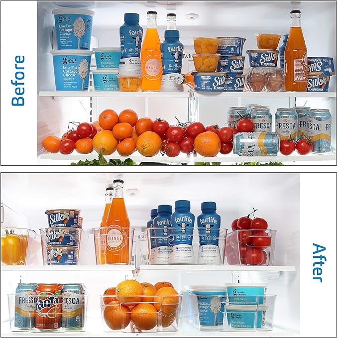 STORAGEBUD Fridge Organizer - 8 Pieces refrigerator organizer bins - Pantry Organization and Storage for Fridge & Refrigerator- BPA Free Freezer Organizer Bins