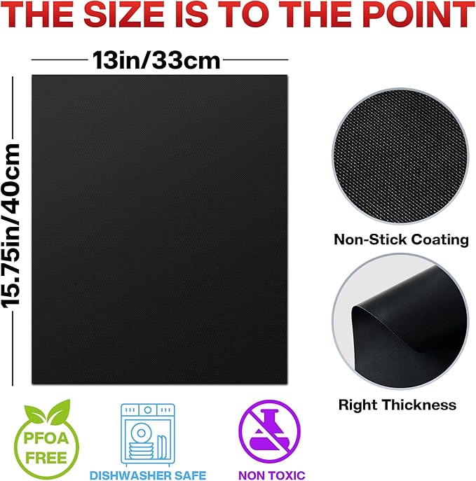 Grill Mats for Outdoor Grill, (10 pcs) Non Stick BBQ Grill Mat Grilling Mat, BBQ Grilling Accessories, Heavy Duty, Reusable and Easy to Clean, Grill Sheets for Gas Charcoal and Electric BBQ