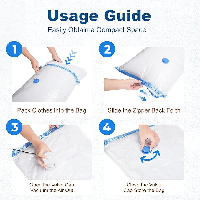 HOUSE DAY 10 Large Vacuum Seal Bags For Clothing Travel, 80% Space Saving Travel Vacuum Bags with Electric Pump, Vacuum Storage Bags For Clothes, Comforters, Bedding, Moving, Storage & Organization