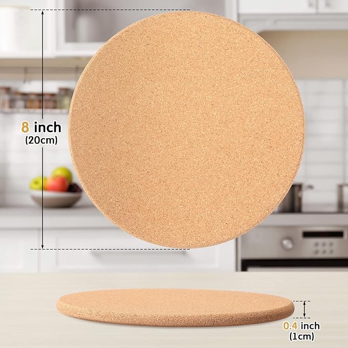 16 Pack Thick Cork Trivets - 8 Inch Heat Resistant Multifunctional Cork Board Hot Pads for Table & Countertop
