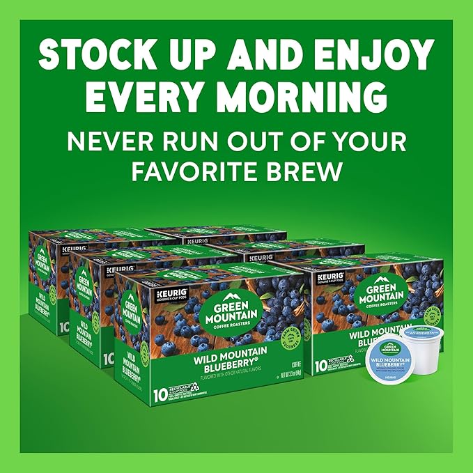 Green Mountain Coffee Roasters Wild Mountain Blueberry Keurig Single-Serve K-Cup pods, Light Roast Coffee, 60 Count (6 Packs of 10)