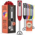 Powerful Immersion Blender, Electric Hand Blender 500 Watt with Turbo Mode, Detachable Base. Handheld Kitchen Blender Stick for Soup, Smoothie, Puree, Baby Food, 304 Stainless Steel Blades (Red)