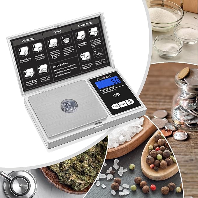 Fuzion Pocket Gram Scale - 1000g/0.1g Digital Mini Travel Food Scale