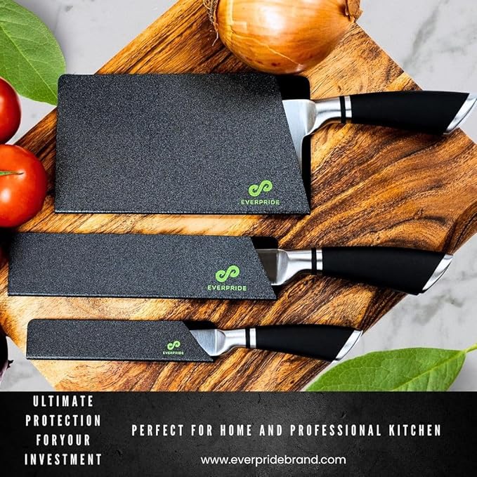 EVERPRIDE 6 & 8 Inch plus a Meat Cleaver Chef Knife Guard Set (3-Piece Set) Universal Blade Edge Cover and Knife Sheaths for Chef and Kitchen Knives Durable BPA-Free Felt Lined Sturdy ABS Plastic