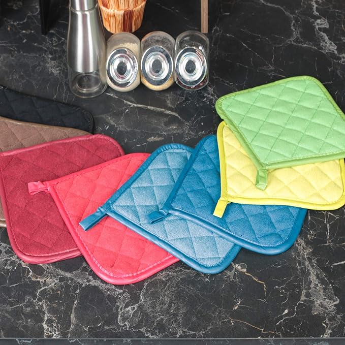 Pot Holders Buffalo Plaid Cotton Heat Resistant Potholder, Pot Holder, Hot Pads, Trivet for Cooking and Baking (5, Federal Blue)
