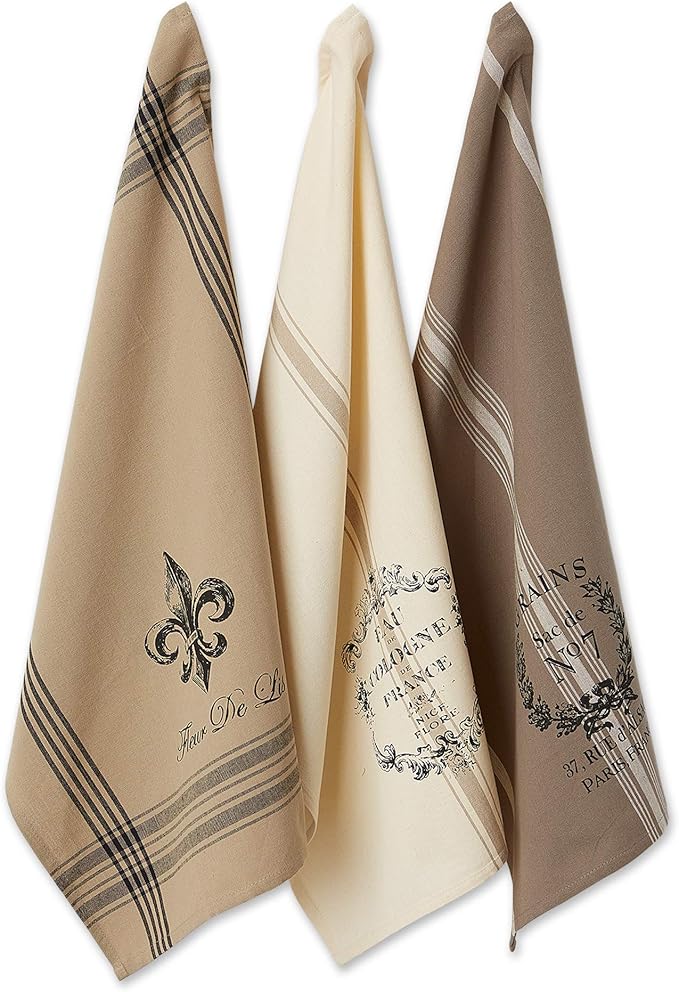 DII Cotton French Jacquard Dish Towels, Set of 3, Decorative Tea Towels for Everyday Kitchen Cooking and Baking-French Macaroons
