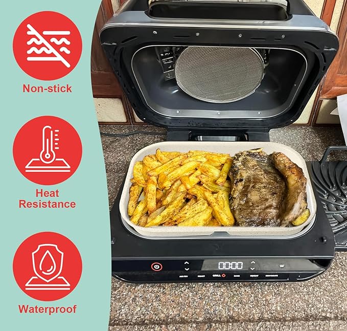 FG551 Upgraded Ceramic Griddle Pan for Ninja Foodi FG551/DG551 Smart XL 6-in-1 Grill Accessories, Non-Stick Flat Top Griddle Plate for Ninja Foodi DG551 Parts, 100 PCS Parchment Perforated Paper
