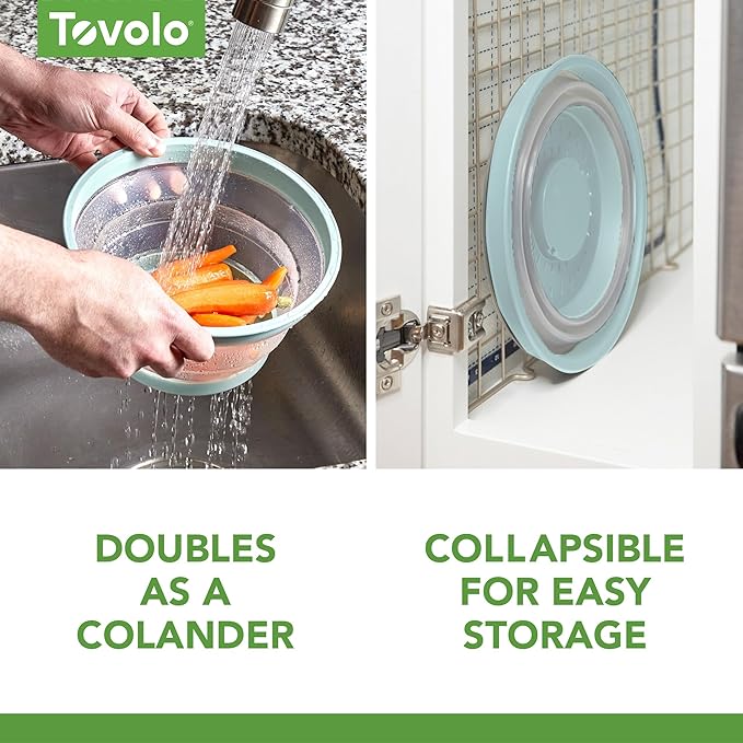 Tovolo Microwave Plate Cover Small in Blue Haze Collapsible Vented Silicone Microwave Splatter Cover, Dishwasher Safe 8 Inch Plate Cover BPA Free Food Guard