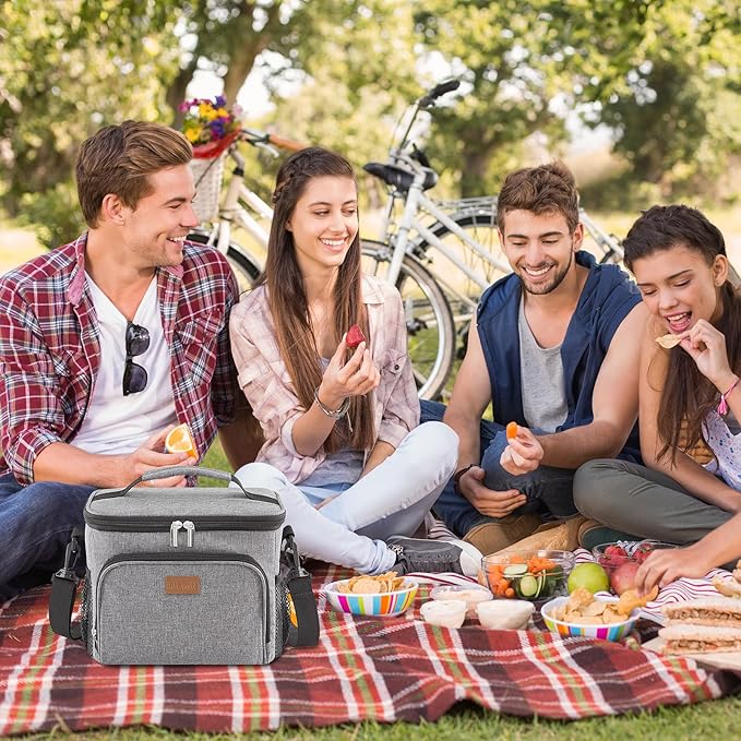 Lifewit Reusable Insulated Lunch Bag for Men, Lunch Box Women, Portable Cooler Freezable Soft Lunchbox Leakproof with Adjustable Shoulder Strap for Adult for Work Picnic or Travel, Grey 15L