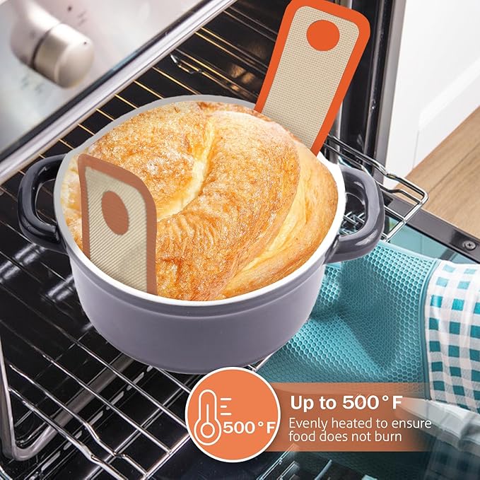 Silicone Bread Sling for Dutch Oven, 2 PCS Non-Stick & Easy Clean Reusable Silicone Bread Baking Mat with Long Handles, Easy to Transfer Sourdough Bread (2Pack Round, Orange)