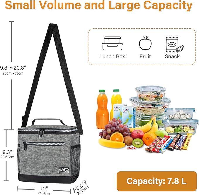 Tirrinia Insulated Lunch Box for Men/Women, Leakproof Lunch Bag for School Work, Enlarge Lunch Tote Kids Boys Girls Back to School, Soft Reusable Cooler Office Picnic Work Beach Camping with Shoulder