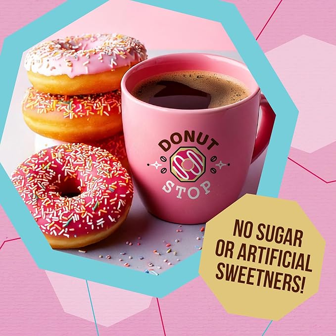 Donut Stop Medium Roast Coffee Pods, Strawberry Sprinkle Flavor, 40 Count, Compatible with 2.0 K Cup Brewers