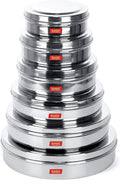 Sumeet Stainless Steel Chocolate Flat Slim N Sleek Canisters/Puri Dabba/Storage Containers Set of 6Pcs Full Set (No.7-300ML, No.8-480ML, No.9-600ML, No.10-700ML, No.11-900ML, No.12-1200ML)