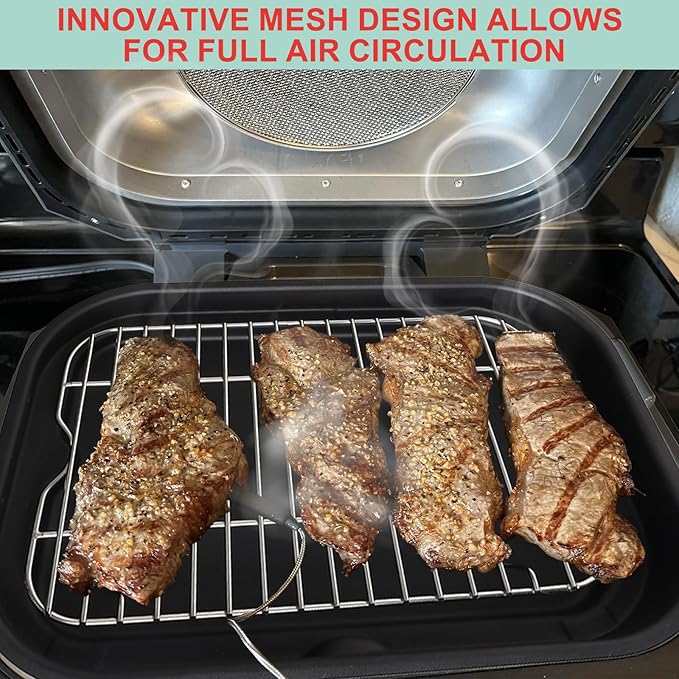 FG551 Griddle Pan & Roast Rack for Ninja FG551/DG551 Smart XL 6-in-1 Indoor Grill Accessories, Non-Stick Grill Plate & Stainless Steel Grill Steamer Rack for Ninja Foodi XL Air Fryer Accessories