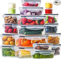 HOMBERKING 40 Pieces Food Storage Containers Set with Snap Lids (20 Lids + 20 Containers), Plastic Containers, BPA-Free Lunch Container Bento Box for Home, Black