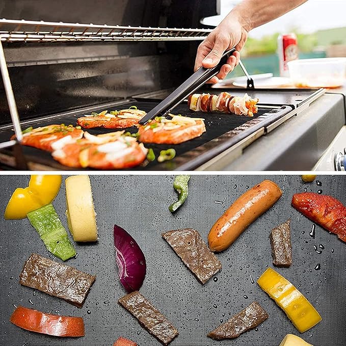 Grill Mats for Outdoor Grill Set of 5 Black BBQ Grill Tools BBQ Accessories Non-Stick Heavy Duty Grilling Mats Teflon Grill Sheets for Charcoal Grill Gas Electric Smokers Barbecue Camping RV Griller