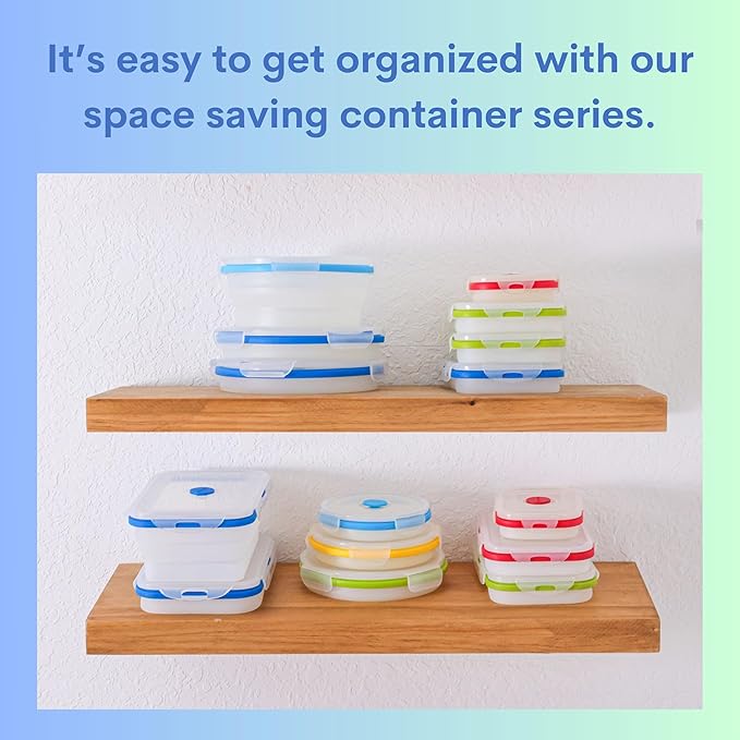 ECOBERI Small Collapsible Silicone Containers, Perfect for Snacks, Travel, Space-Saving Storage, Set of 4