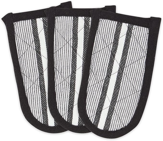 DII Double Strip Chef Kitchen Cooking & Baking Collection, Pan Handle Set, 6x3, Black, 3 Piece