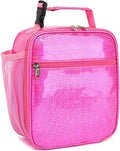 FlowFly Kids Lunch box Insulated Soft Bag Mini Cooler Back to School Thermal Meal Tote Kit for Girls, Boys, PU Pink