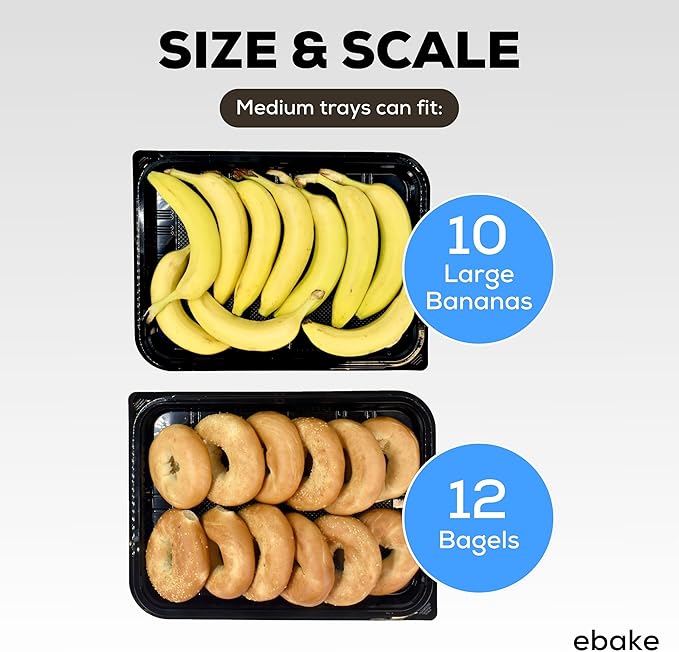 10 Pack Catering Trays with Lids – 15" Serving Tray with Lid, Heavy Duty Recyclable Plastic Party Platters for Catering, Buffet, Picnics & Events – Food Tray with Clear Lid (15.35 × 11.42 × 2.95 inch)