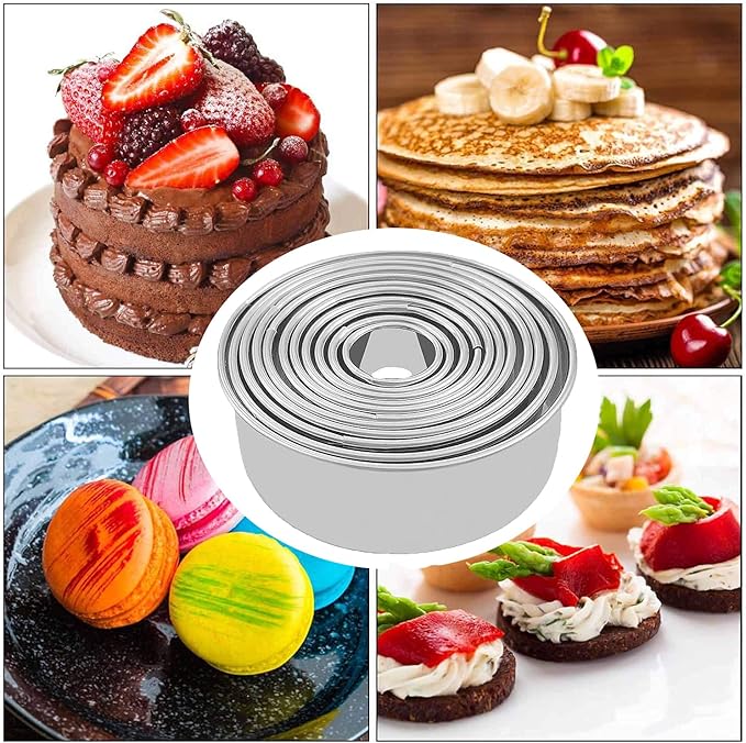 Cookie Cutters - Biscuit Cutters/Stainless Steel Dumpling Cutters/Cake Pastry Cutters/Cake Cookie Scone Cutters Molds stamps for Cooking Baking (Round Edge, 11Pcs)