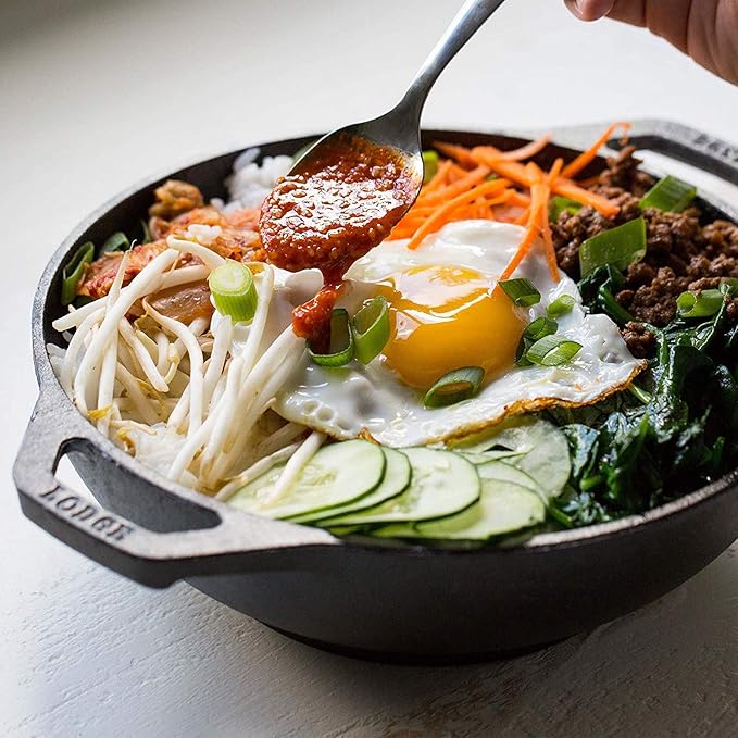 Lodge Pre-Seasoned Cast Iron WOK - Dual Assist Handle - Use in the Oven, on the Stove, or on the Grill - 6.25 Inch