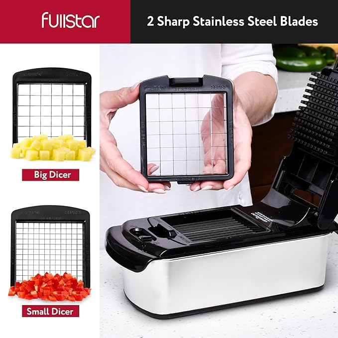 Fullstar The Original Pro Chopper - Vegetable Chopper and Spiralizer, Food Chopper with Container, Fruit Slicer, Kitchen Gadgets & Gifts, Home Essentials (9 in 1, Stainless Steel)