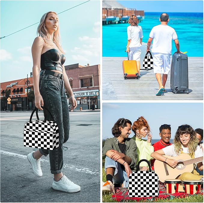 DALINDA Lunch Bag Lunch Box for Women Men Reusable Insulated Lunch Tote Bag,Leakproof Thermal Cooler Sack Food Handbags Case High Capacity for Travel Work Picnic Beach- Square