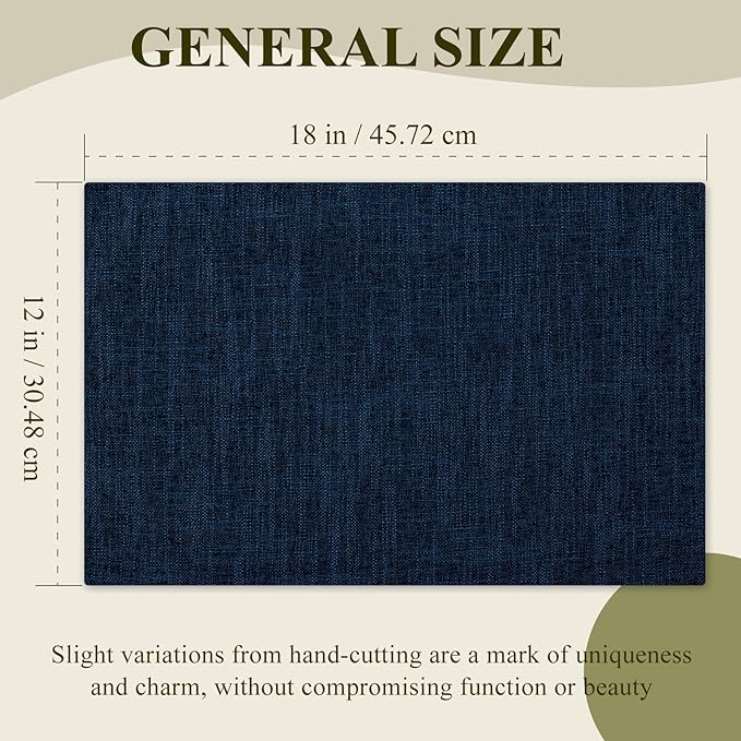 KXN Placemats Set of 4, Dual-Layer Thickened Faux Linen Table Mats, Heat Resistant & Wrinkle-Free, Machine Washable Cloth Place Mats for Kitchen Dining Indoor Outdoor (Navy Blue)
