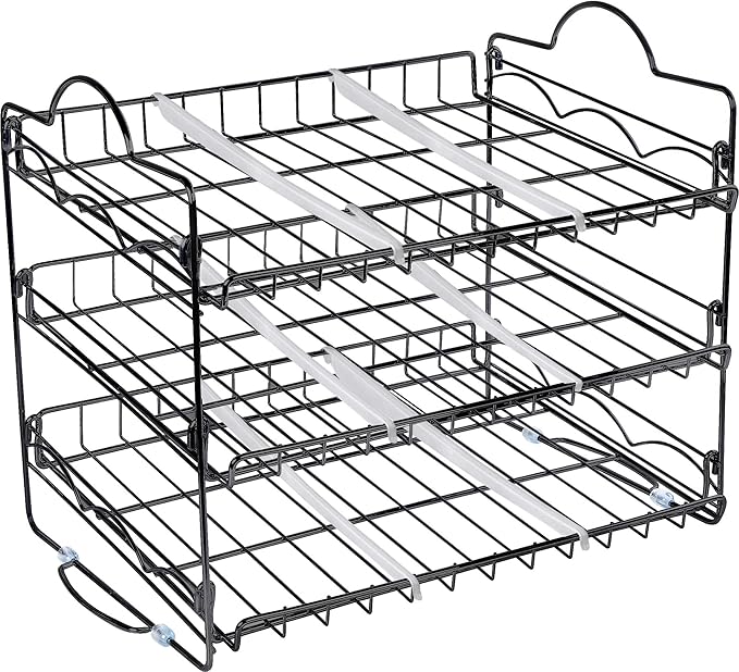 Utopia Kitchen Storage Rack Organizer 16.5 x 12.5 x 13.5 Inch, Stackable, Holds Upto 36 Cans for Kitchen Cabinet or Pantry (Black)